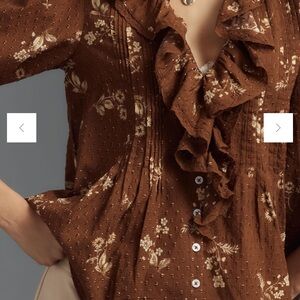 Anthropologie Ruffled Pin-Tuck Button-Front Blouse